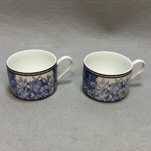 Coventry Palace Garden Porcelain Flat Cups‎ 6 oz Blue Floral Lattice